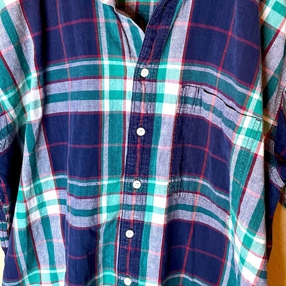 Woolrich Vintage Green‎ Navy Red Plaid Short Sleeve Button Down Size XL - Picture 3 of 7